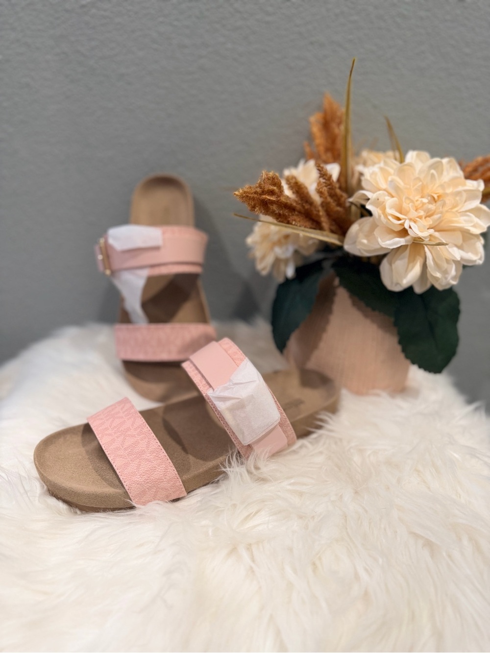 Michael Kors Blush Pink Double-Strap Sandals